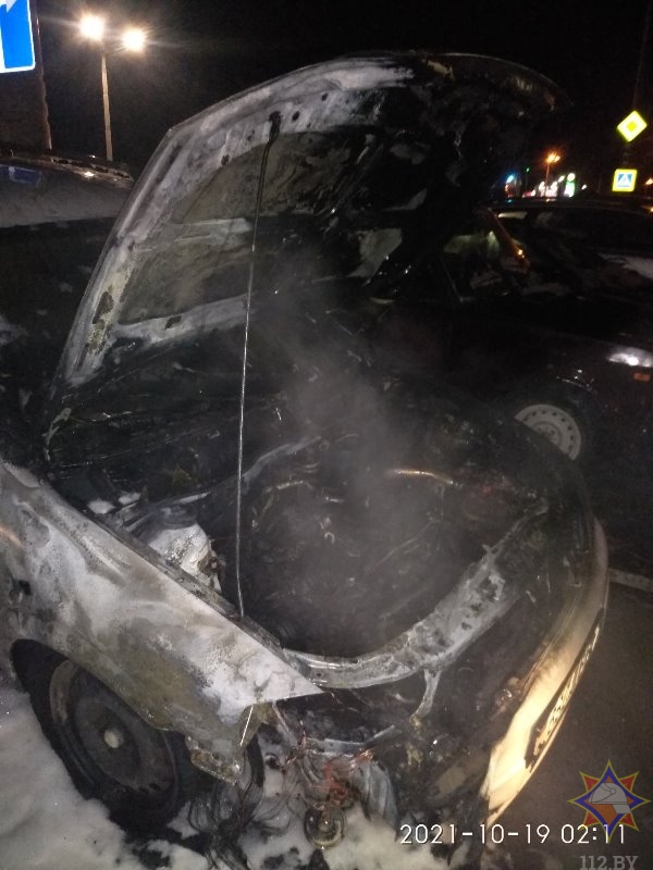 В ночь на 19 октября 2021 года в Витебске сгорел автомобиль