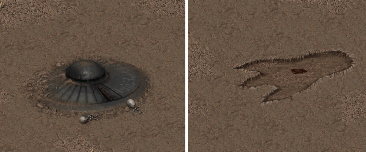 С трупа одного из пришельцев можно подобрать бластер чужих, а у раздавленного человека - "стэлс-бой"