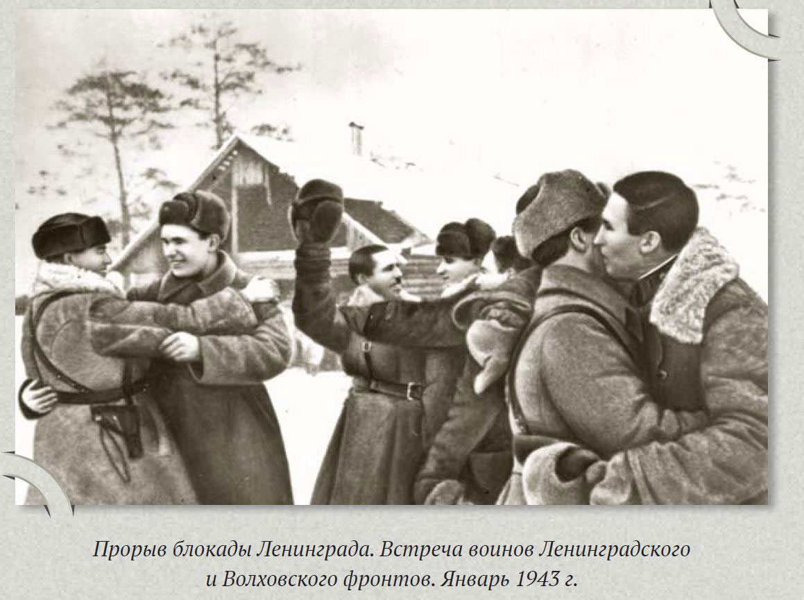 Встреча бойцов Ленинградского и Волховского фронтов в январе 1943 года