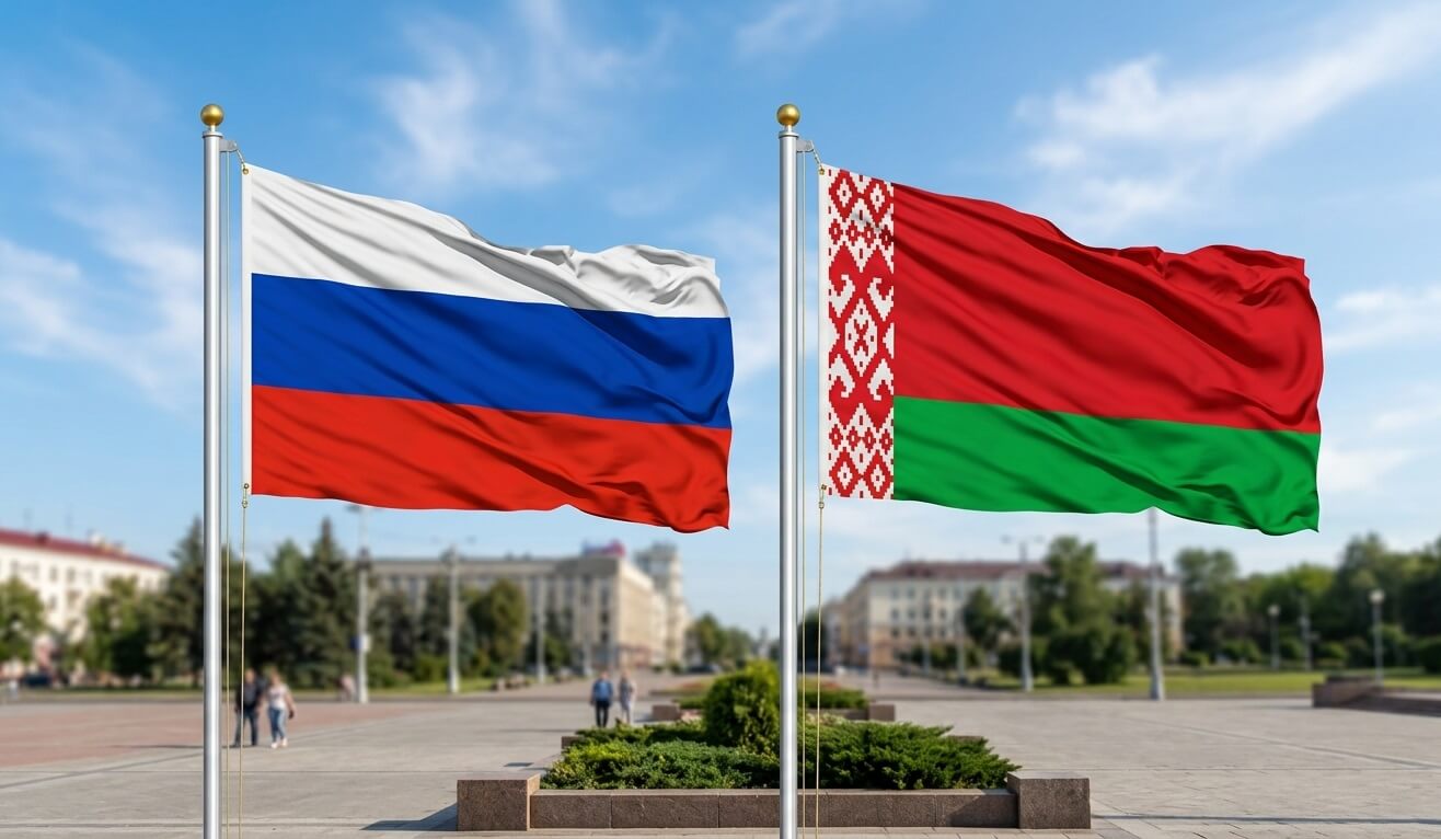 Флаги Беларуси и России