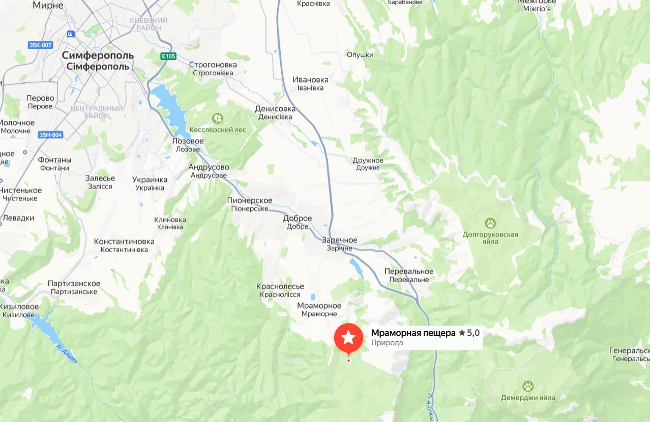 Мраморная пещера на карте