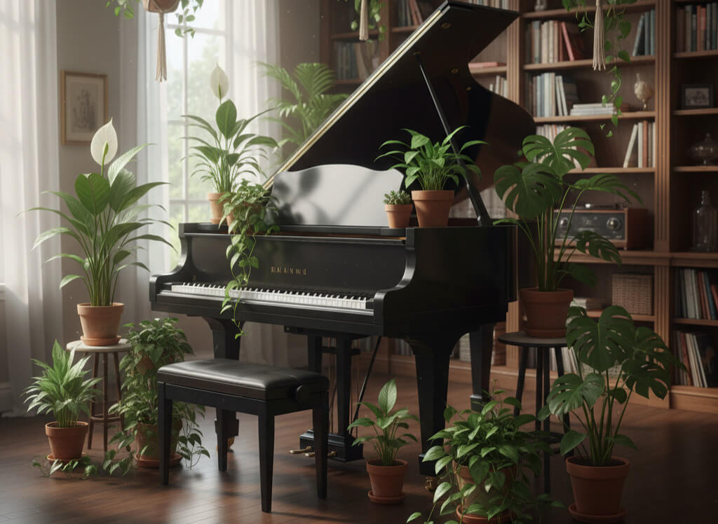 фортепиано и домашние растения