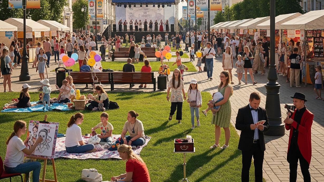 люди отдыхают в городе люди отдыхают в городе