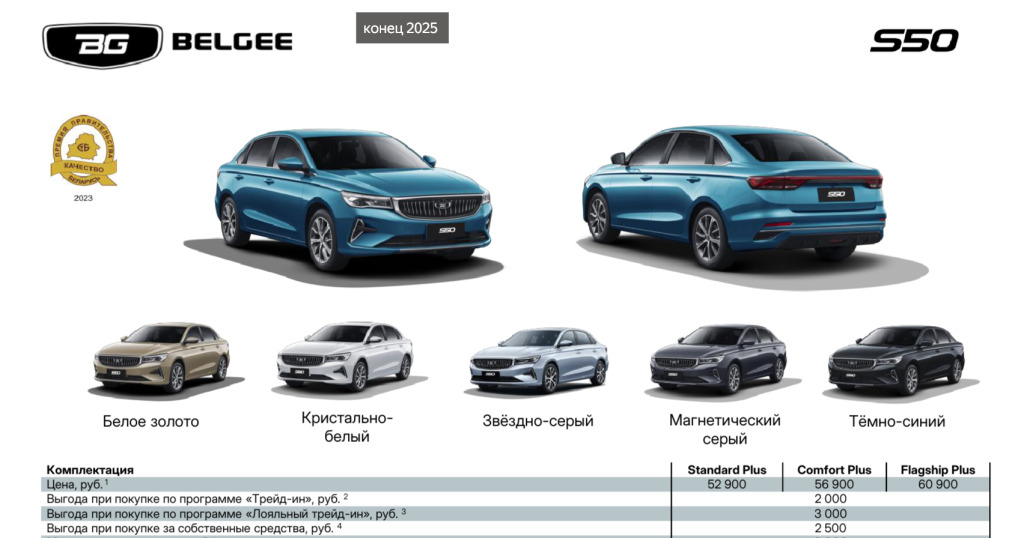Цены на belgee s50 в декабре 2025