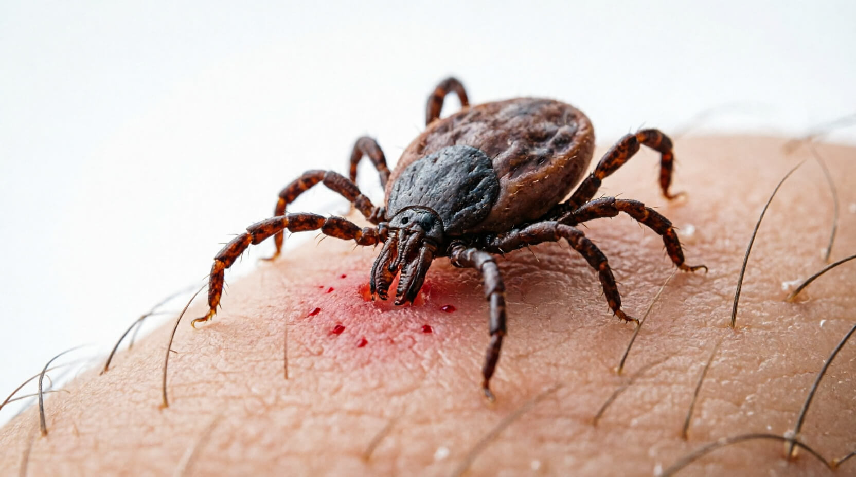 Клещ присосался к человеку